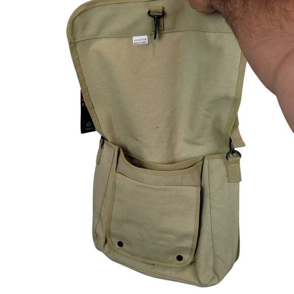 Vintage Canvas Israeli Paratrooper Bag 15"x11"x4" Heavyweight Cotton Travel Bag - Picture 7 of 10